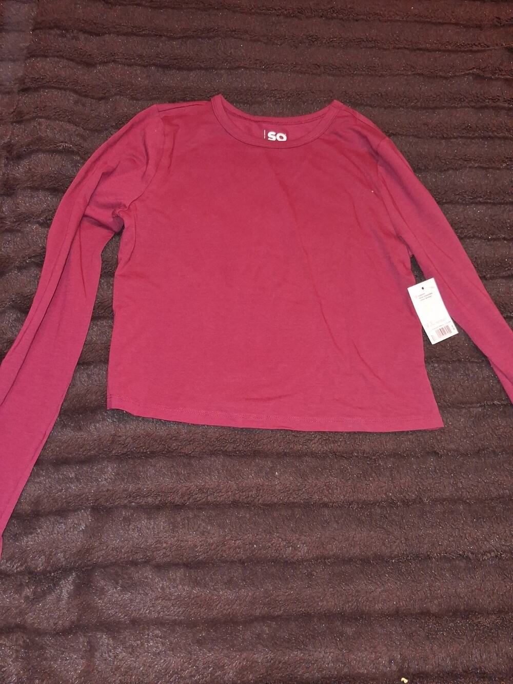 Women's Kohl's SO Burg Long Slv Rnd Hem XL NEW. B002